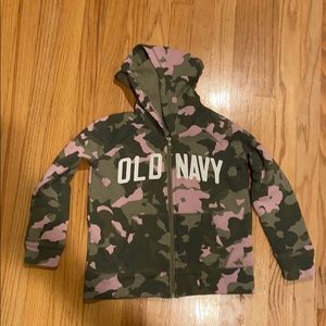 Girls Old Navy Pink Camo Hoodie Size 8 (M)
